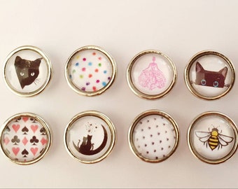 SNAP press button 12mm of your choice: cat, polka dot, playing card..