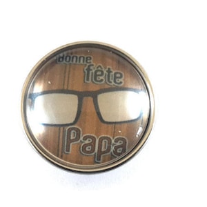 glass cabochon press button 18mm happy daddy party
