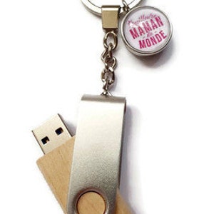 &quot;Best Mom in the World&quot; snap key holder and USB stick