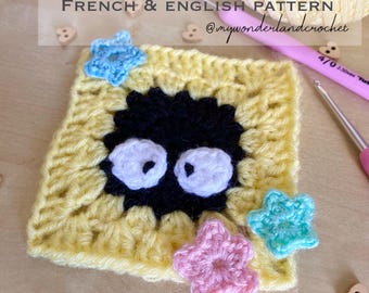 Modello all'uncinetto PDF granny square Noiraude Ghibli - Modello all'uncinetto PDF Ghibli Sprite granny square