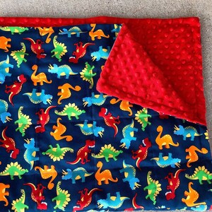 Dinosaurs with minky. 35X40 /40X60 weighted With minky backing. Birthday gift. Autism,anxiety,calming, blanket,ADHD.Free embroidery last one image 7