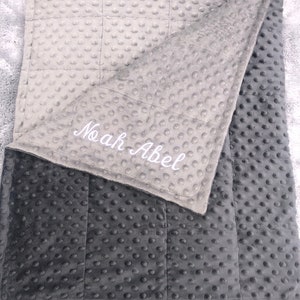 Minky weighted blankets.35X40 and 40X60 Weighted blankets.Father day.graduation. Calming,autism, anxiety, dementia,insomnia.Free embroidery. Gray/charcoal gray
