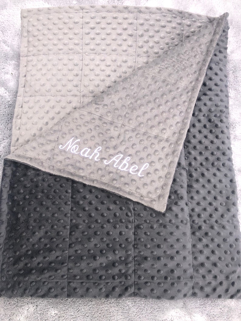 Minky weighted blankets.35X40 and 40X60 Weighted blankets.Mothers Day gifts,Father day.graduation. Calming,autism,insomnia.Free embroidery. Gray/charcoal gray
