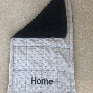 All Minky Weighted and none weighted 12X20 lap pad.Fathers Day.nursery,lovey,calming,anxiety,ptsd,dementia,insomnia,autism.Free embroidery black and gray