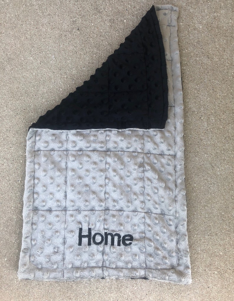 All Minky Weighted and none weighted 12X20 lap pad.Fathers Day.nursery,lovey,calming,anxiety,ptsd,dementia,insomnia,autism.Free embroidery black and gray