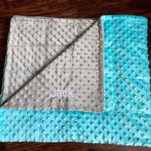 Aqua and gray or Aqua charcoal gray weighted and none blanket. image 2