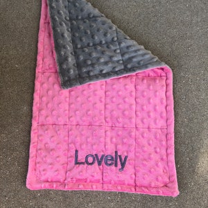 All Minky Weighted and none weighted 12X20 lap pad.Fathers Day.nursery,lovey,calming,anxiety,ptsd,dementia,insomnia,autism.Free embroidery Medium pink/gray