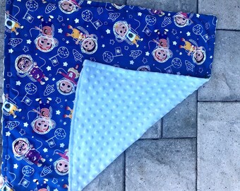 Cocomelon with Minky fabric  20X20. Weighted/none weighted Childs lovey,Autism,anxiety,calming.Christmas gift. Free embroidery.
