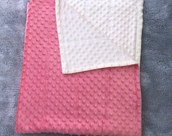 Coral Minky with color options weighted blanket. 35X40 and 40X60.Mother’s Day Autism,insomnia,calming,anxiety.Free embroidery