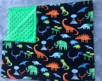Ready to ship all Minky Dinosaur fabric. 35X40 with Green Minky fabric as shown 3 pounds. Autism, anxiety, insomnia, calming. Free shipping.