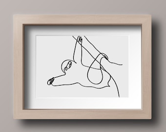 Cute Sloth print. DIY Decor. Printable Wall Art. Single Line Drawing. Minimalist modern style. Black and white Instant Digital Download