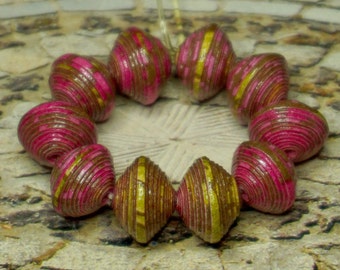 ORIANE paper beads, handmade, jewelry components, unique models, set of 10 beads...