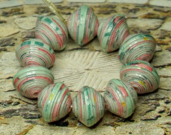 CYNDELLE paper beads, handmade, jewelry components, unique models, set of 10 beads...