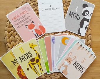 12 Milestone Cards - Baby's First Year - Animal Theme