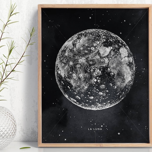 MOON PRINT Moon Art Moon Poster Printable Wall Art Night Etsy