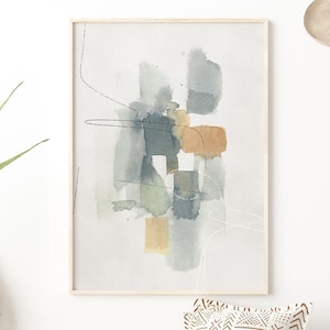 Abstract Watercolor Painting, Printable, Neutral Modern Wall Art, Brush Strokes, Large Watercolor Prints, Digital Download - Aga Szafranska