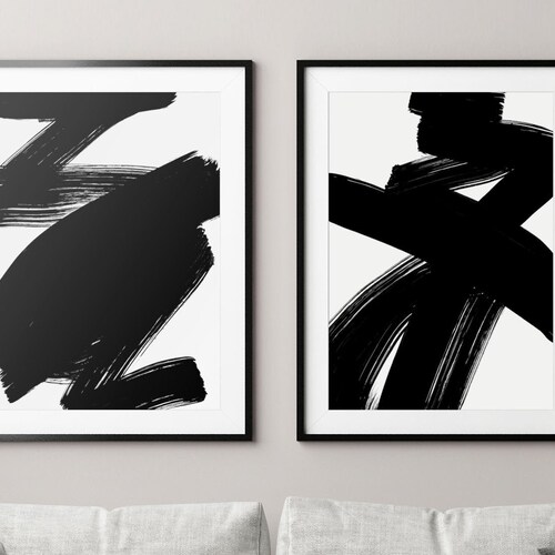 Black White Abstract Wall Art Printable Modern Black Circles - Etsy