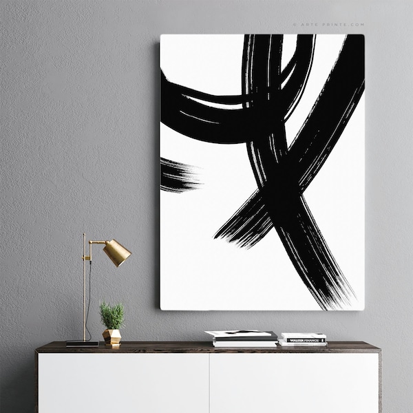 Black and White Abstract Art Painted Etsy