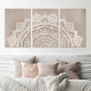 Boho Bedroom Living Room Decor, Large Mandala Wall Art, Set of 3 Downloadable Prints, 3 Piece Yoga Room Decor, Printable, Instant Download