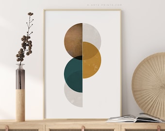 Boho Wall Art, Digital Prints, Minimalist Geometric Abstract Art - Mid Century Modern Boho Home Decor Printable, Wall Decor | Aga Szafranska