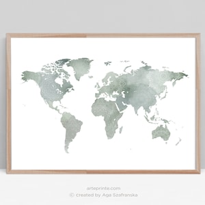 Boho Map, World Map with Mandala, Wall Art, Downloadable Prints, Map Poster Printable, DIY, Home Decor, Digital Download - Aga Szafranska