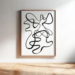 Abstract Black & White Lines Art, Modern Wall Art Print, Poster Printable, Minimalist Abstract Painting, Digital Download - Aga Szafranska