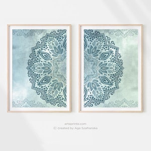 Mandala Prints Set of 2, Wall Art, Digital Download, Moroccan Mandala, Boho Living Room & Bedroom Decor, Yoga Studio Decor - Aga Szafranska