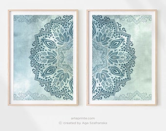 Mandala Prints Set of 2, Wall Art, Digital Download, Moroccan Mandala, Boho Living Room & Bedroom Decor, Yoga Studio Decor - Aga Szafranska