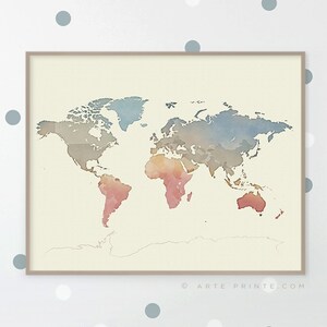 World Map Print Printable Poster Large World Map Wall Art - Etsy
