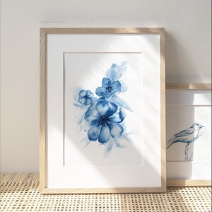 Flowers Digital Download, Blue Watercolor Painting Forget-Me-Not Flowers Printable - Indigo Blue Modern Floral Wall Art | Aga Szafranska