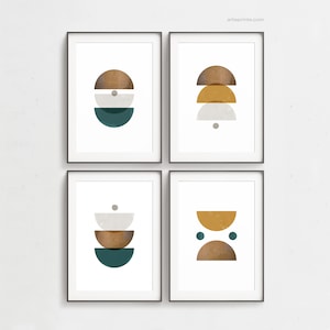 Digital Prints - Set of 4 Prints Minimalist Abstract Geometric Wall Art Digital Download, Modern Gallery Wall Set Printable | Aga Szafranska