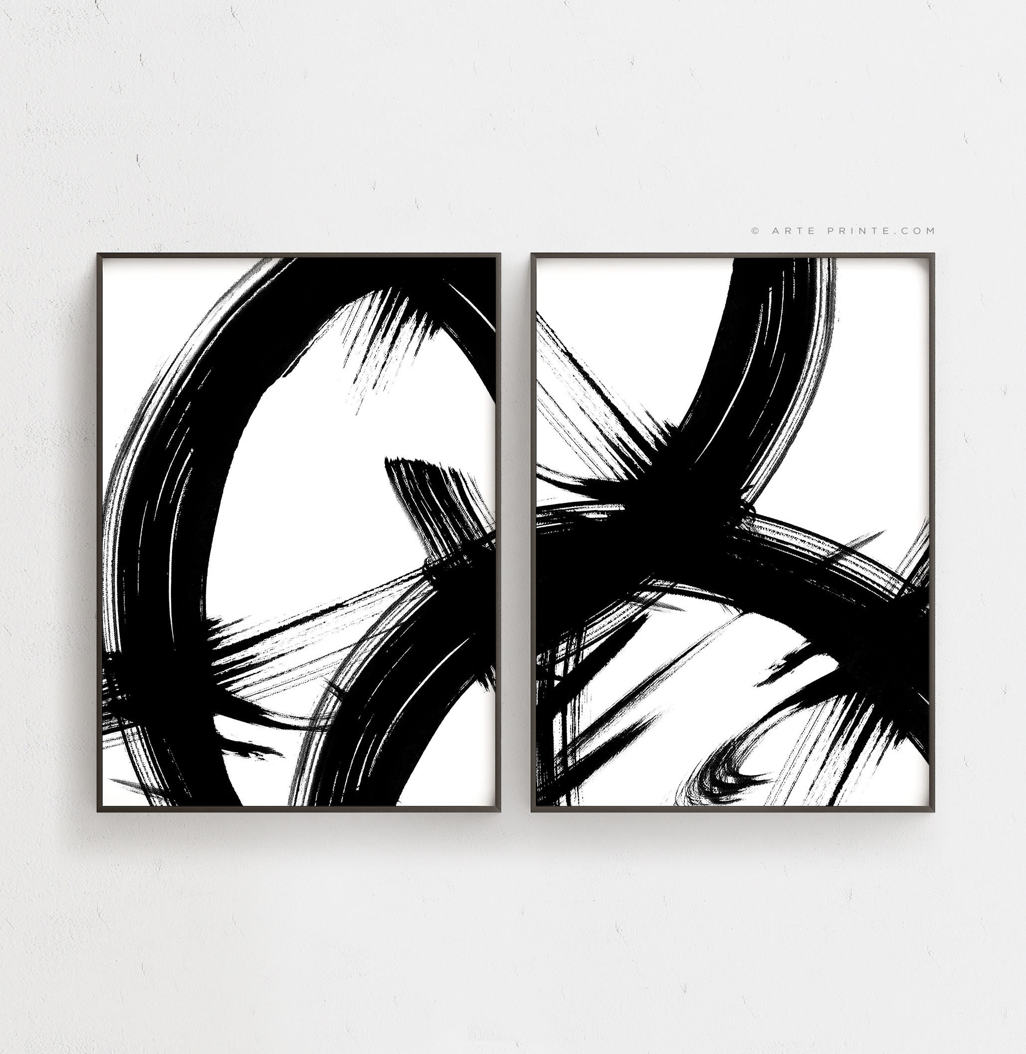 Prints Digital Prints Gallery wall art Home decor Black Print Set