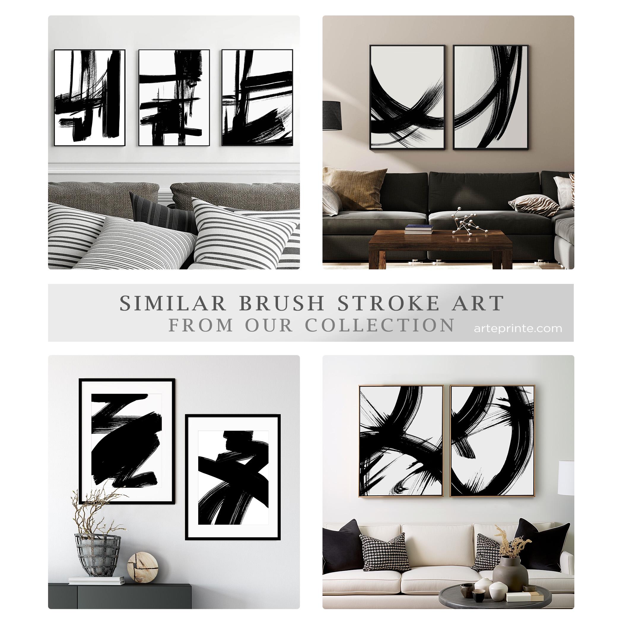 Black and White Abstract Brush Stroke Art Print (digital Download) - Etsy