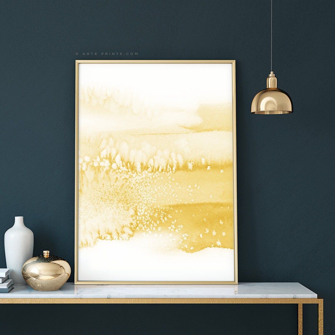 Yellow Wall Art Set of 2 Prints Abstract Art and Abstract Etsy