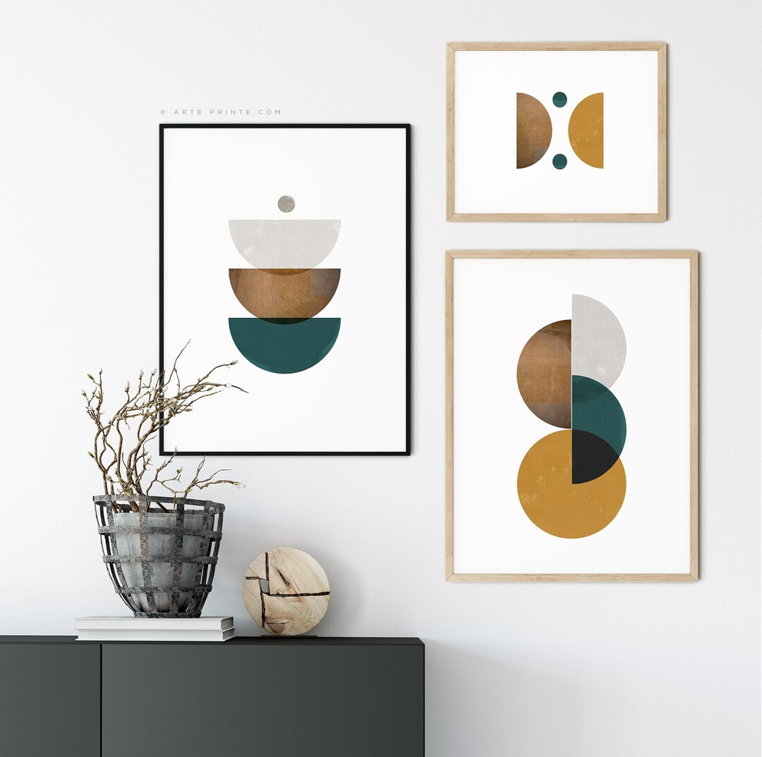 Modern Geometric Printable Wall Art Set of 3 Prints Abstract - Etsy