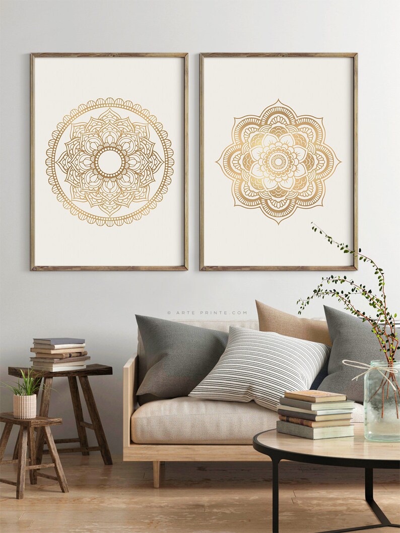 MANDALA WALL ART Set of 3 Prints Neutral Colors Wall Art Etsy