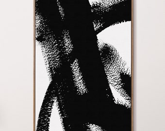 Black White Abstract Printable: Modern Contemporary Wall Art, Black Brushstrokes Print - Digital Download