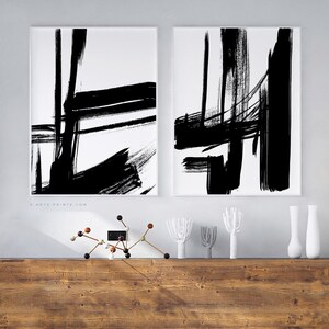 Black Brush Strokes Print, Black White Abstract Wall Art Printable ...