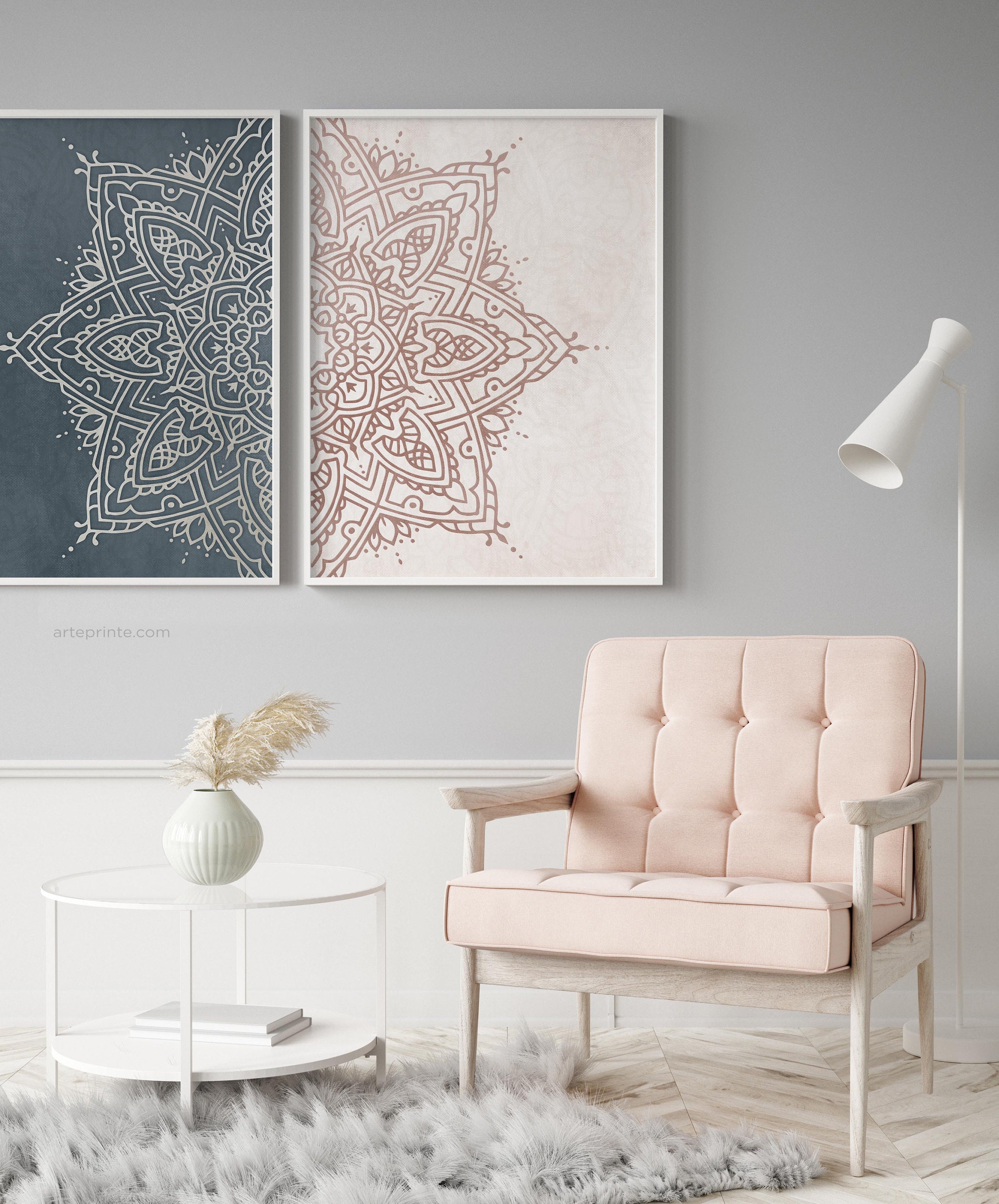 2 Piece Bedroom Wall Art Downloadable Prints Mandala Wall | Etsy