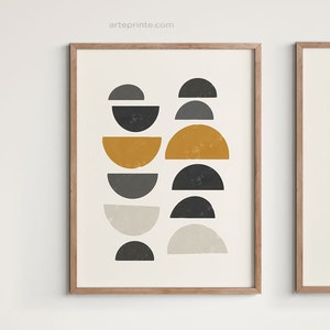 Abstract Geometric Shapes, Downloadable Prints, Modern Boho Decor, Wall Art, Semicircles Abstract, Poster Digital Download - Aga Szafranska