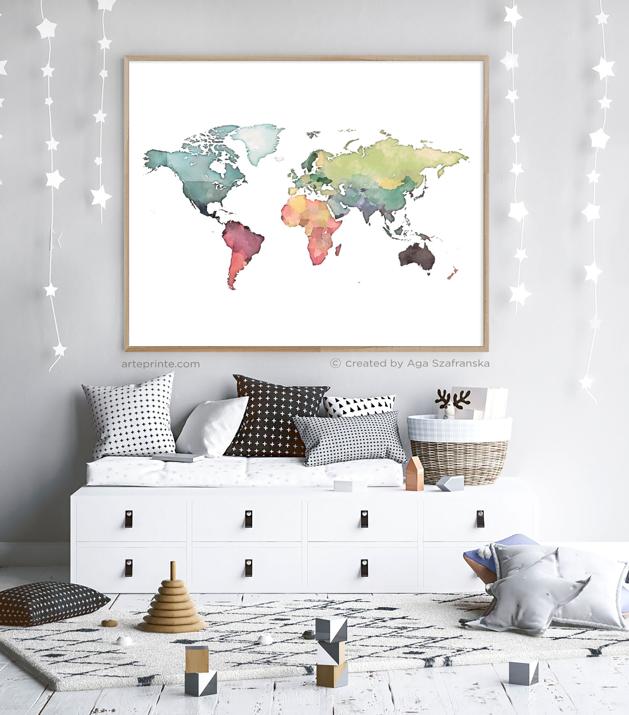 WORLD MAP Nursery Decor 30x40 Inches World Map Wall Art Etsy