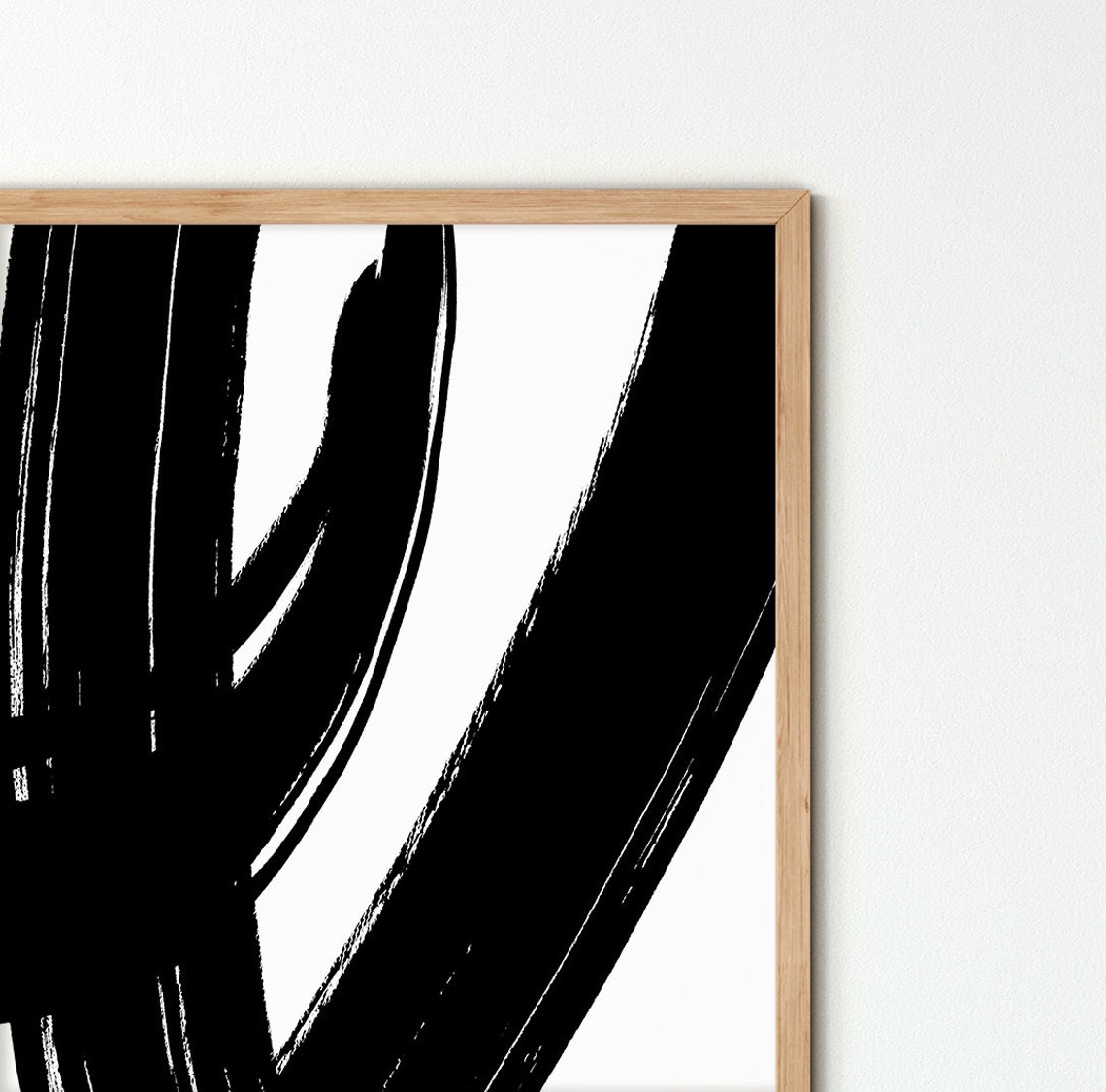 Black Brush Strokes Art Print Minimalist Abstract Painting Digital ...