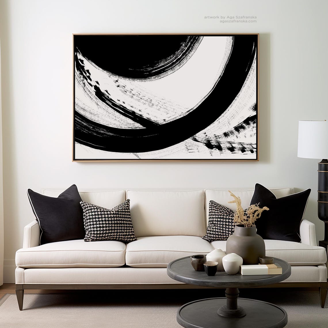 Black and White Abstract Brush Stroke Art Print (digital Download) - Etsy
