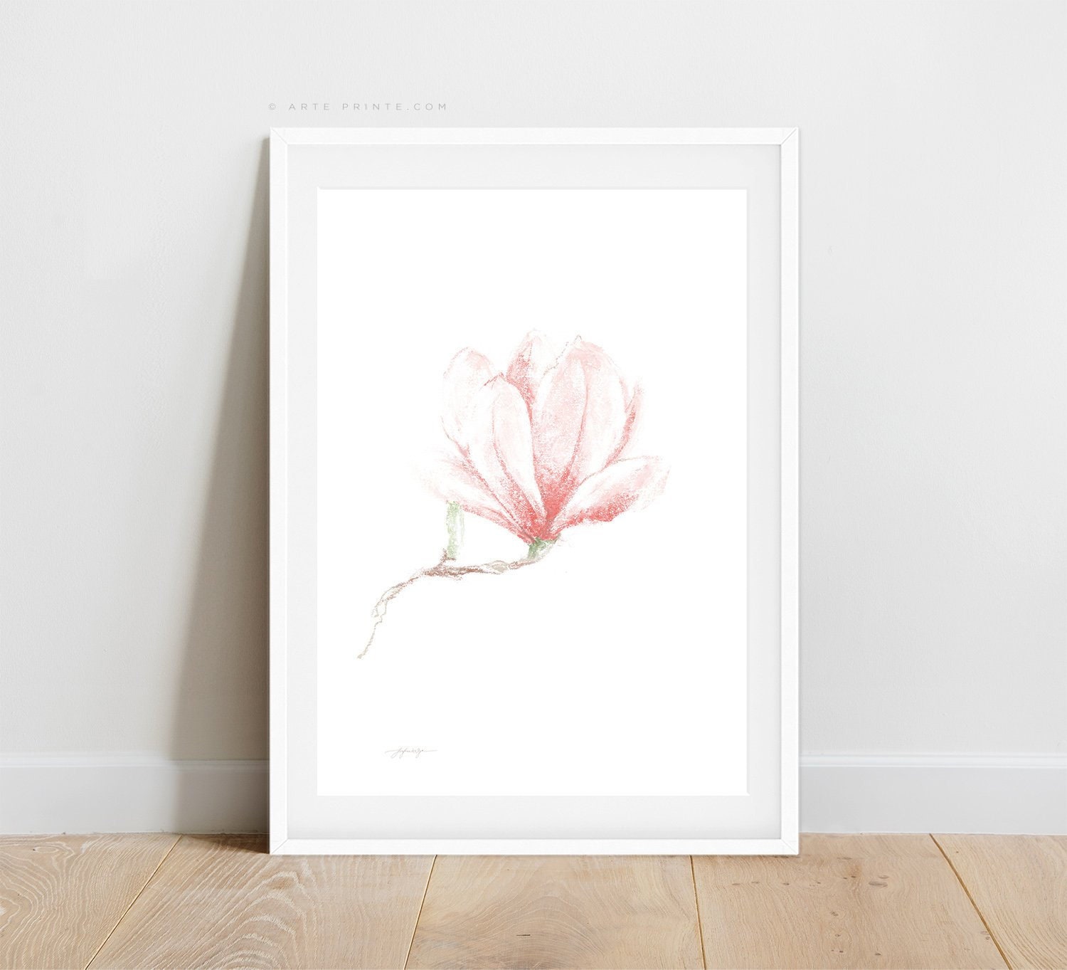Flower Wall Art Pink Magnolia Flower Printable Botanical | Etsy