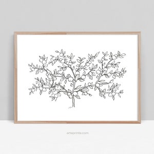 Printable Botanical Wall Art - Line Art, Minimalist Drawing Apple Tree Print - Digital Download, Modern Ink Painting by Aga Szafranska