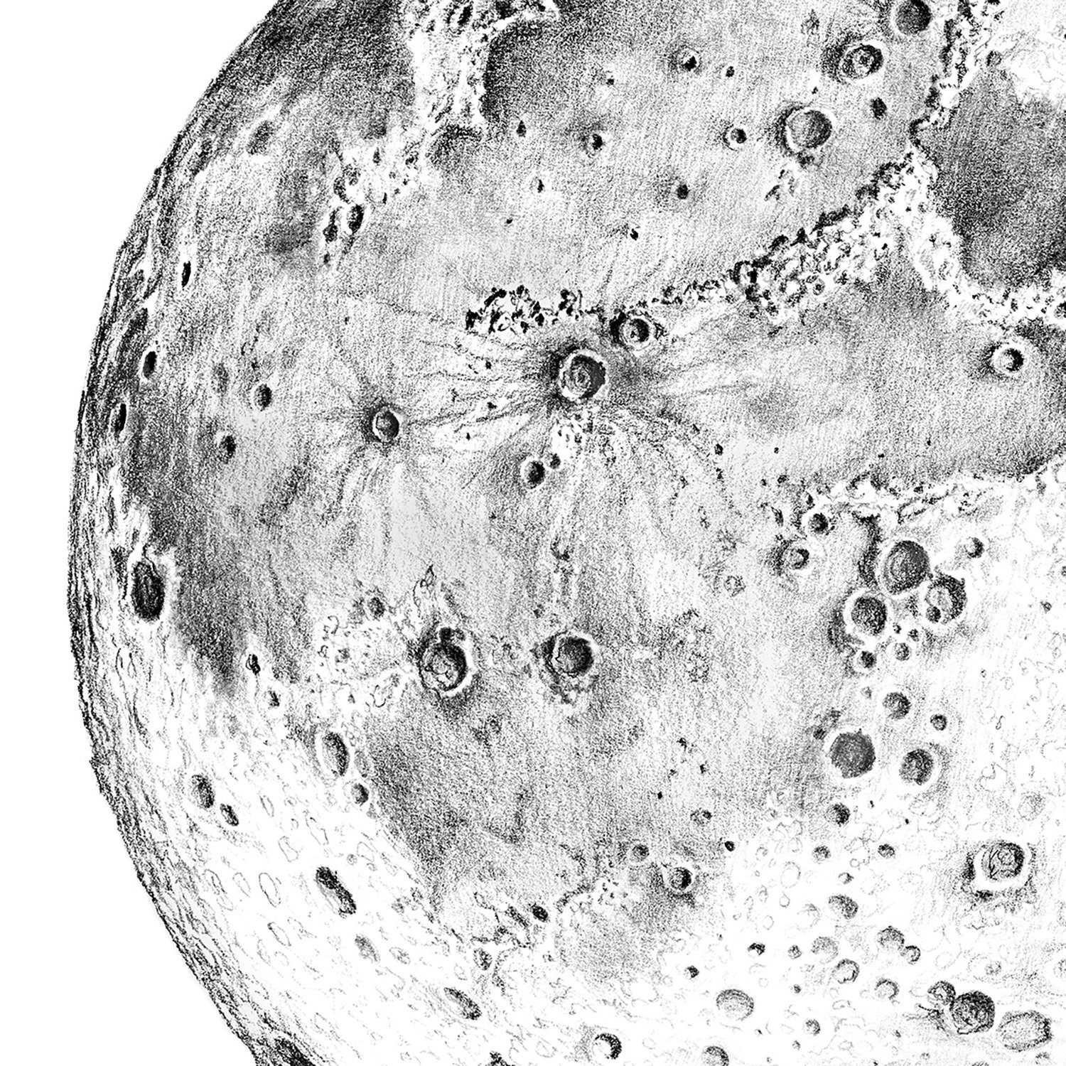 Moon Drawing.pdf Moon Phases Pencil Drawing Printable Celestial Wall Art, Minimalist ...