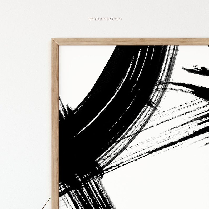 Black and White Minimalist Abstract Ink Painting Set of 2 Prints Printable Abstract Painting Brush Strokes Art Modern Wall Art Download