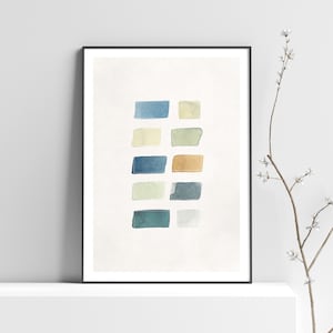 Colorful Watercolor Brush Strokes Print Digital Download, Minimalist Abstract Painting, Modern Nursery Wall Art Printable | Aga Szafranska