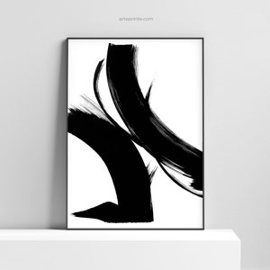 Black Brush Strokes Print, Abstract Painting, Modern Wall Art, Black and White Art, Black Ink Painting Abstract Wall Art, Digital Download