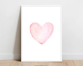 Baby Girl Nursery Decor Pink Watercolor Heart Print Blush Pink Heart Art Love Baby Decor Baby Girl Room Wall Decor Printable Gift For Her